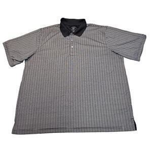 George Polo Shirt Men's 2XL Black Checked Classic Casual Top work Golf